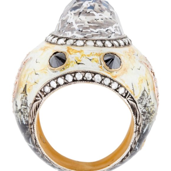 svn-r5793.  SEVAN BIÇAKCI DIAMOND AND QUARTZ HAND PAINTED COCKTAIL RING